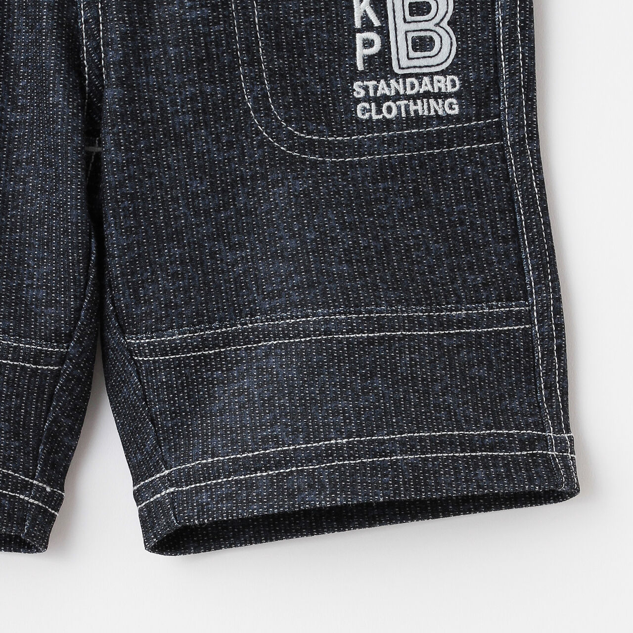 Dry Mesh Denim Print Half Pants,Navy, large image number 4