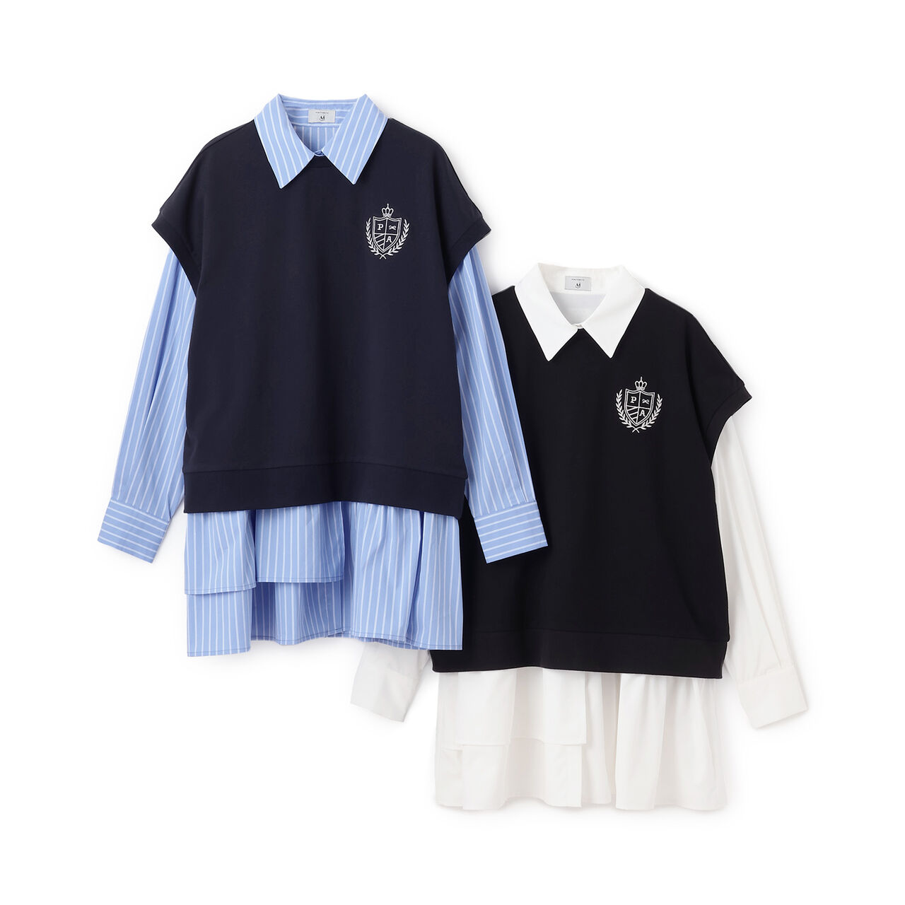 [AMI] Lightweight French Terry Vest × Peplum Shirt Dress,Navy, large image number 11