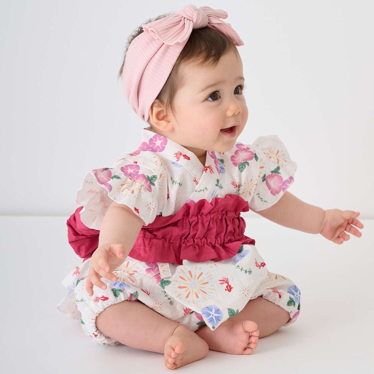 [Web Exclusive] GIRLS All-Over Pattern Jinbei,Navy, large image number 4