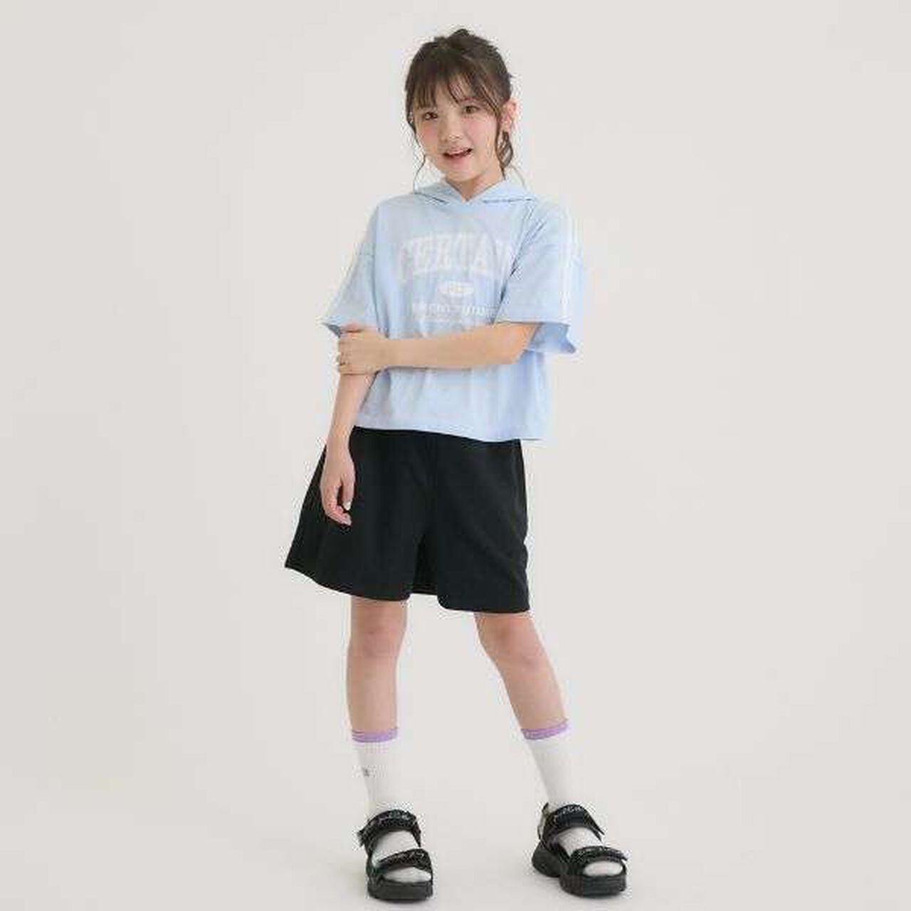 Cool Touch Short-Sleeve Hoodie + Half Pants Set,Yellow green, large image number 26