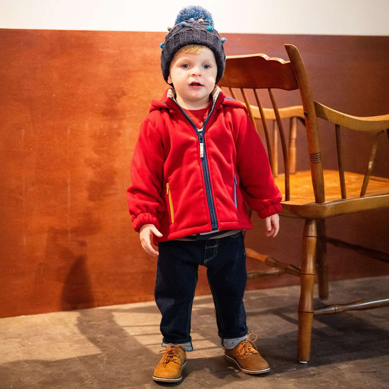 Knit Denim Straight Pants,Navy, large image number 0