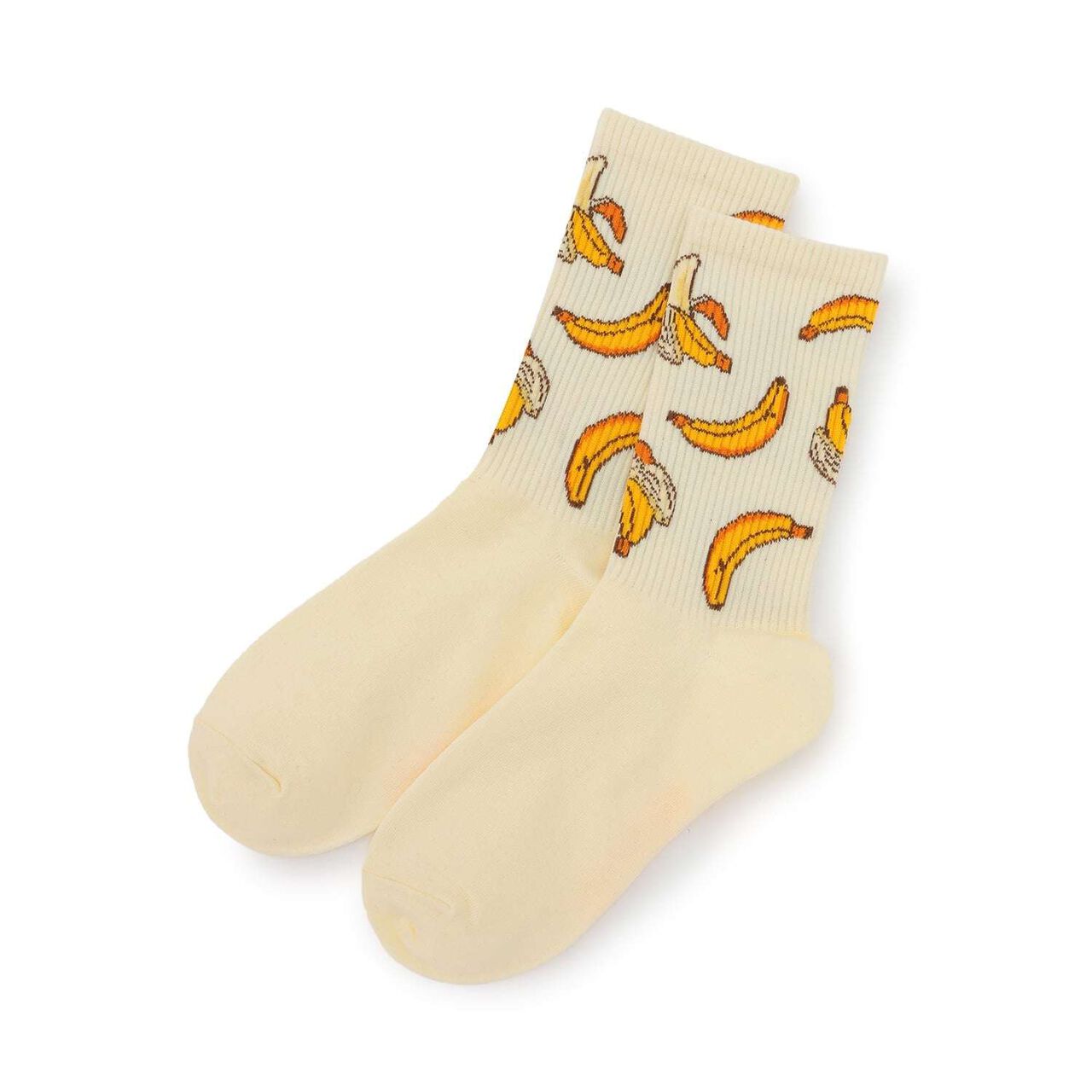 [GOKUGOKU] Fruit Pattern Crew Socks,Yellow, large image number 0