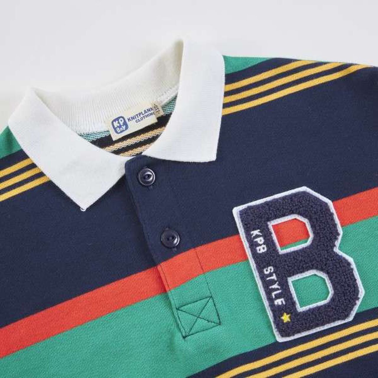 KP Boy Panel Stripe Polo Collar Sweatshirt (100-160),Brown, large image number 4