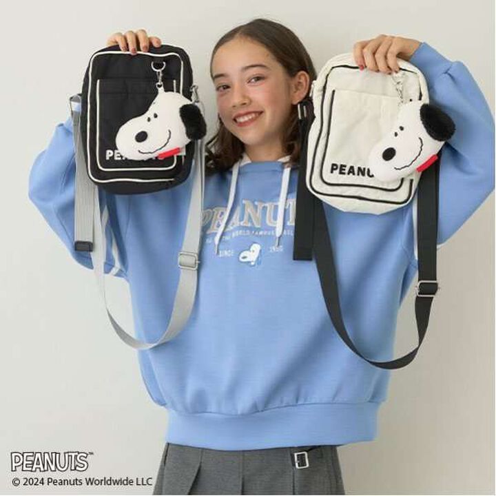 [PEANUTS] Mini Shoulder Bag with Mascot Card Holder,Black, medium image number 7