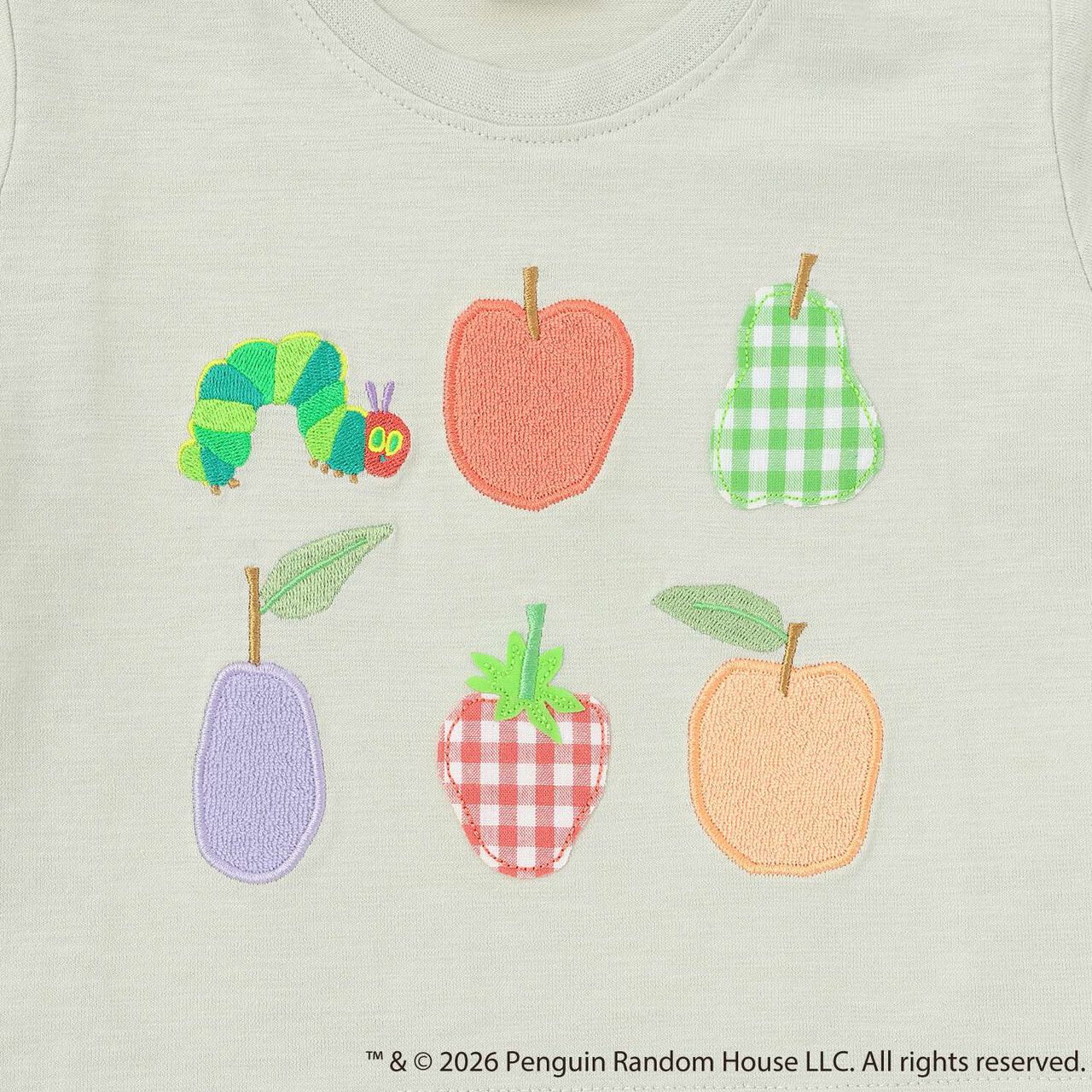 [Hungry Caterpillar] Fruit Appliqu&eacute; Short Sleeve T-Shirt,Light green, large image number 7