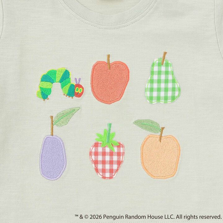 [Hungry Caterpillar] Fruit Appliqu&eacute; Short Sleeve T-Shirt,Light green, medium image number 7