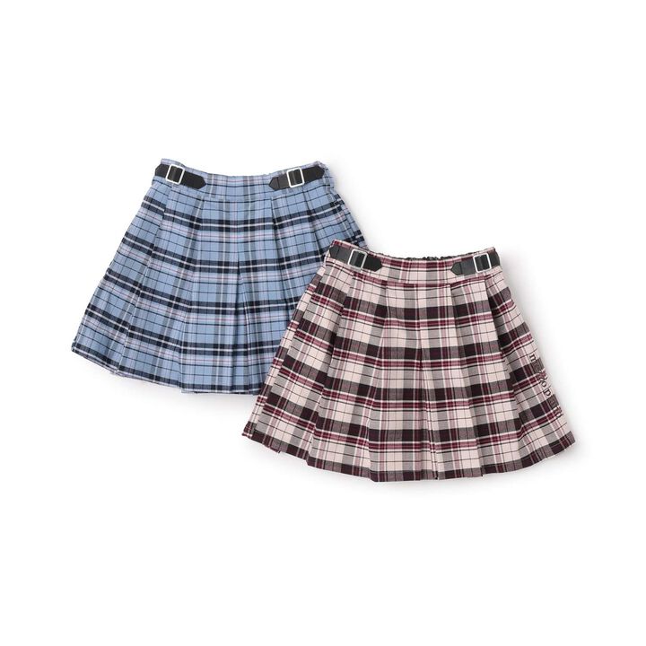 Check Pleats Culotte Skirt with Side Belt,Beige, medium image number 9