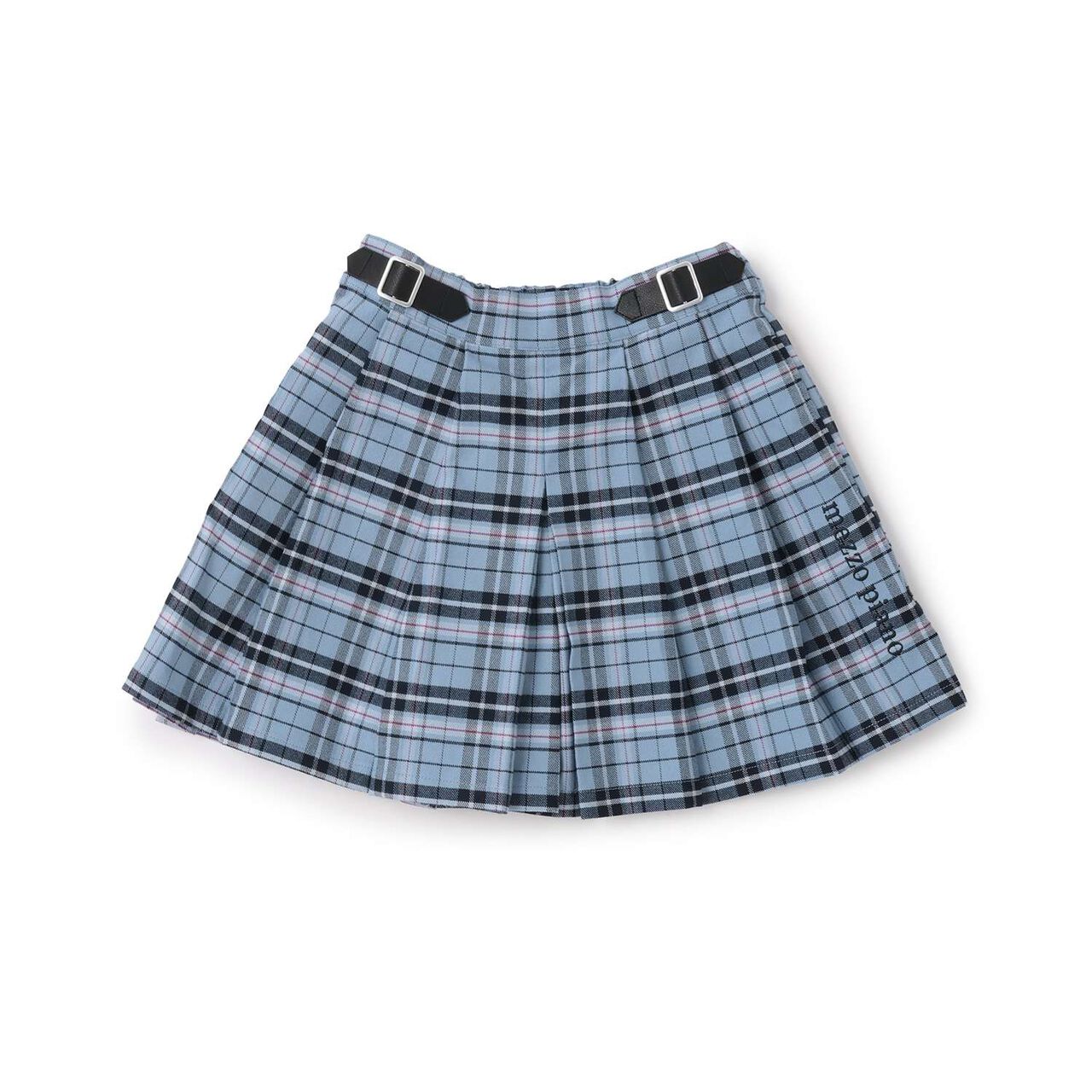 Check Pleats Culotte Skirt with Side Belt,Beige, large image number 11