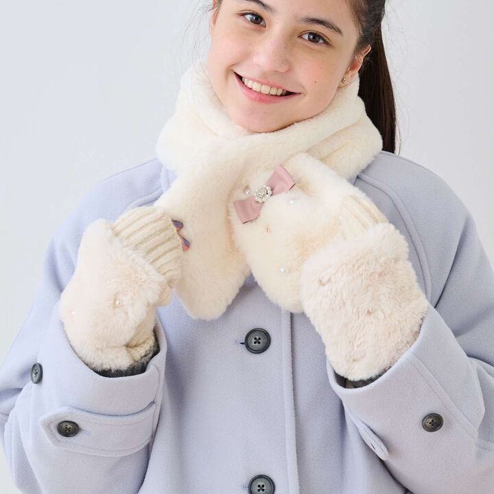 Mittens with Fur,Blue gray, medium image number 9