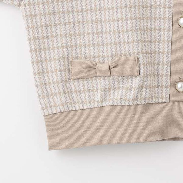 Houndstooth Layered Sweatshirt,Beige, medium image number 6
