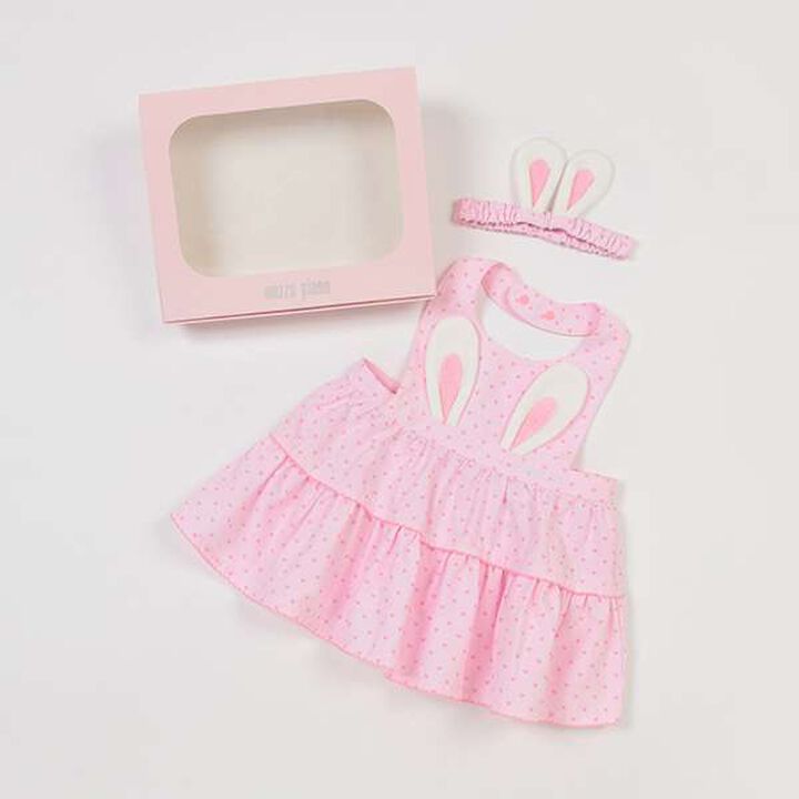 Original Box Bunny Ear Apron & Headband Set,Light pink, medium image number 1