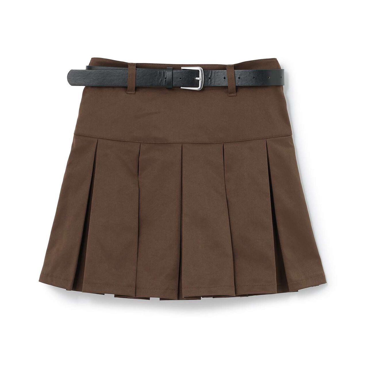 [Easy Care] Pleated Skirt with Belt,Black, large image number 15