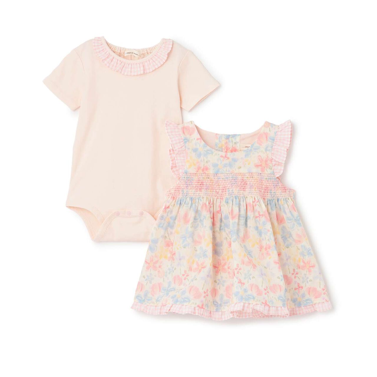 Milky Blossom Bodysuit Set,Blue, large image number 2
