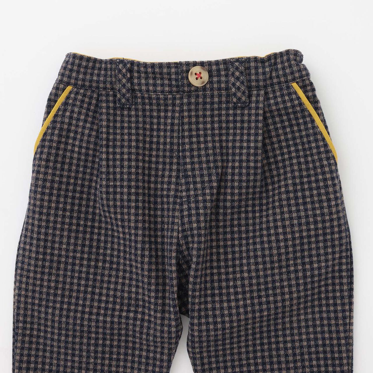 Cut Jacquard Checkered Pants,Navy, large image number 3