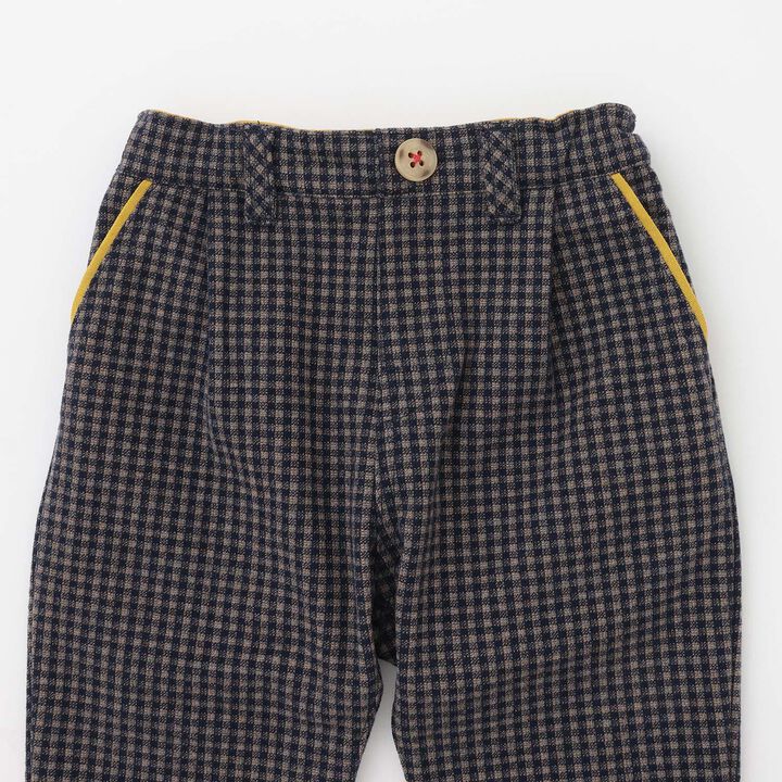 Cut Jacquard Checkered Pants,Navy, medium image number 3