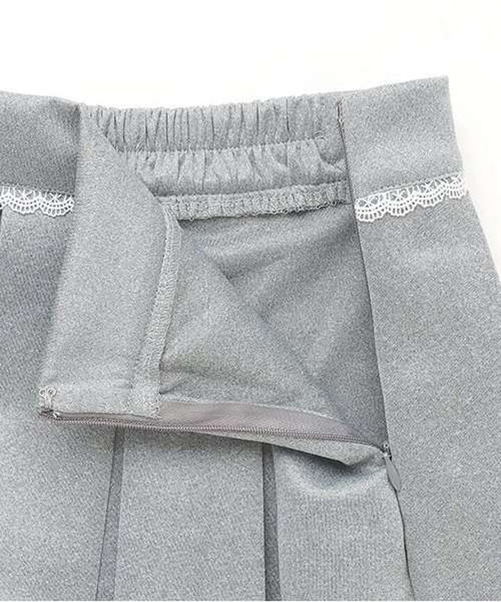 Cardboard Pleats Mini Skirt with Shorts [Korean Fashion],Gray, medium image number 6