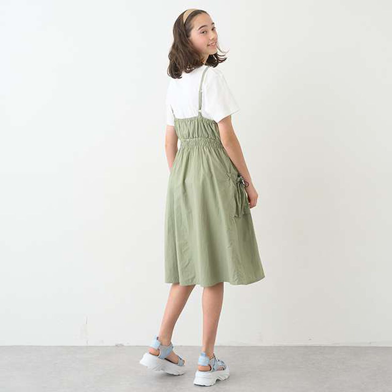 Gathered Camisole One-Piece Dress + T-Shirt Set,Beige, large image number 14