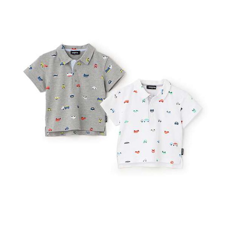 Car Pattern Short-Sleeve Polo Shirt,Off white, medium image number 7