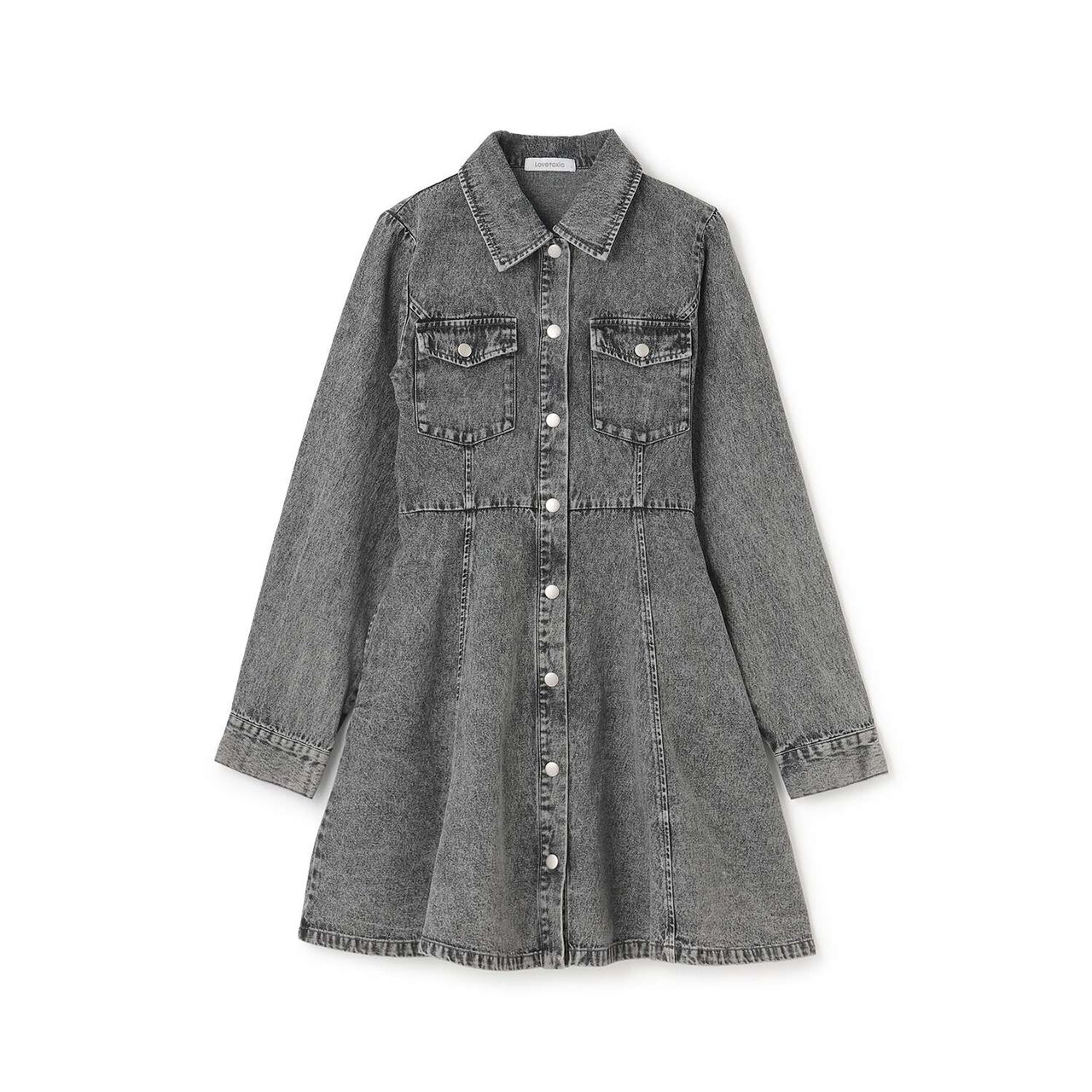 Denim Shirt Dress,Black, large image number 5