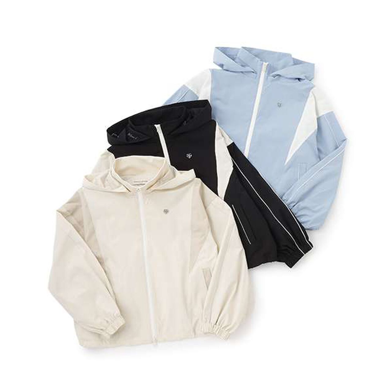 Water-Repellent Color Block Track Jacket,Black, large image number 3