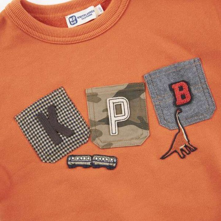 KP Boy KP Patch Sweatshirt with Pockets (0 to 0),Orange, medium image number 6