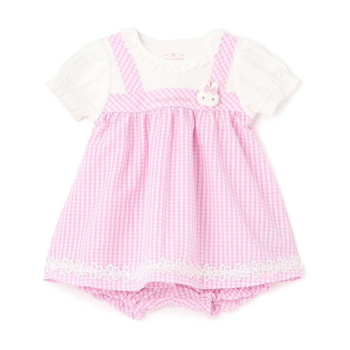 Gingham Tunic & Bloomers Set with Bunny Mascot,, medium