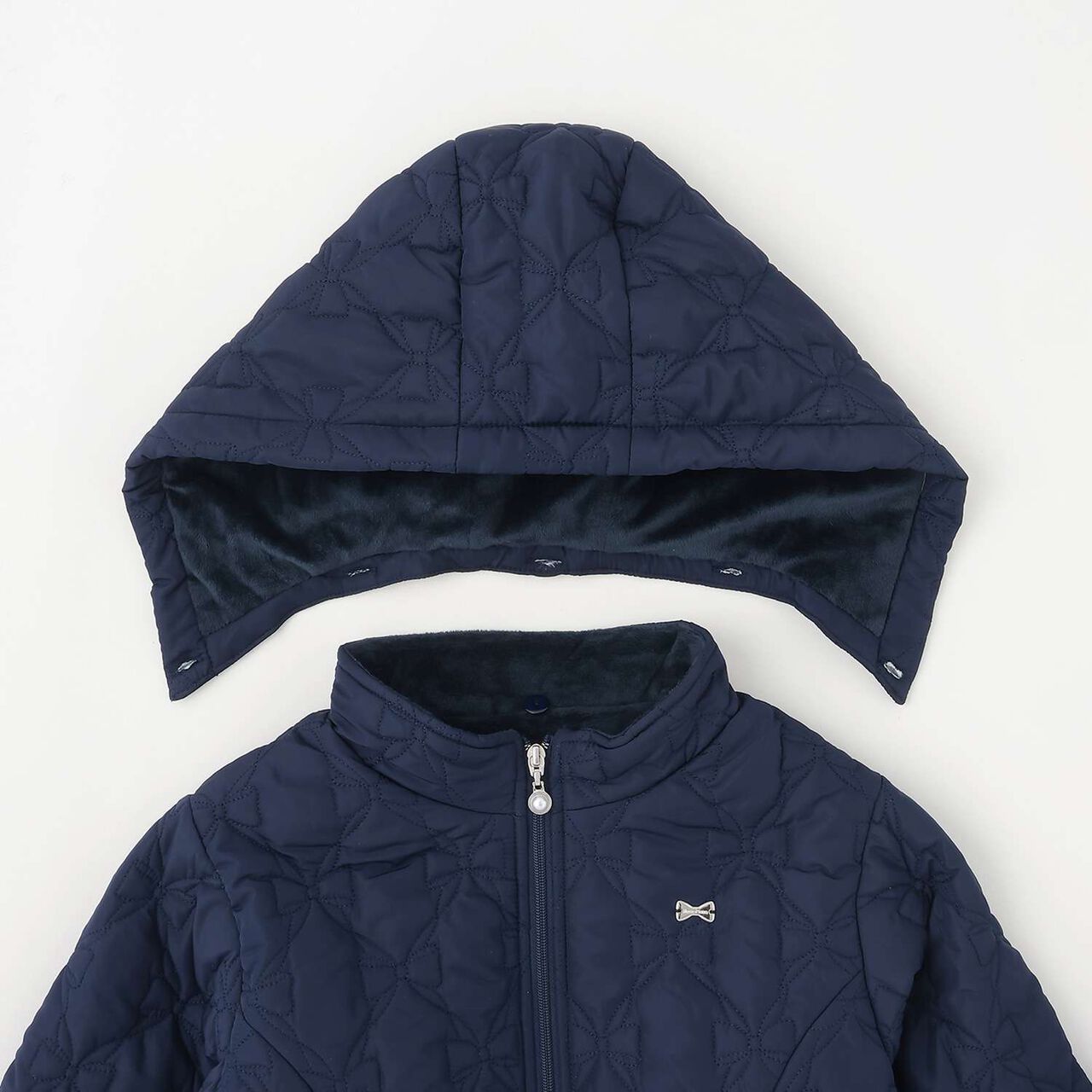 Ribbon Quilted Bomber Jacket,Light blue, large image number 7