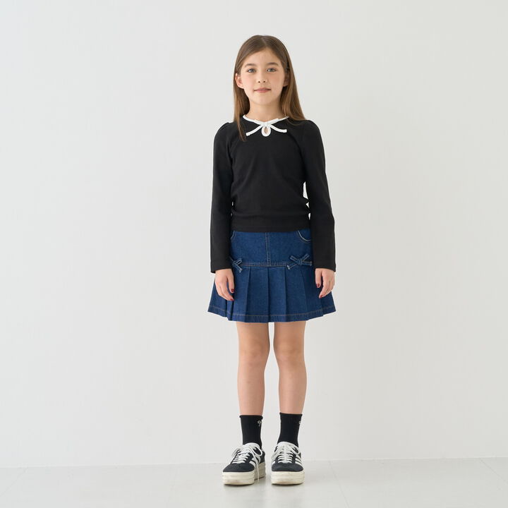 [Mini Length] Bi-Color Ribbon Ribbed Top,Blue gray, medium image number 6