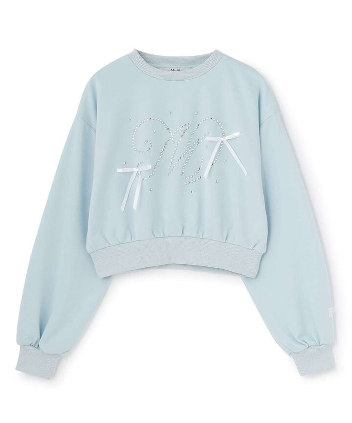 Rhinestone Short Sweatshirt,, medium