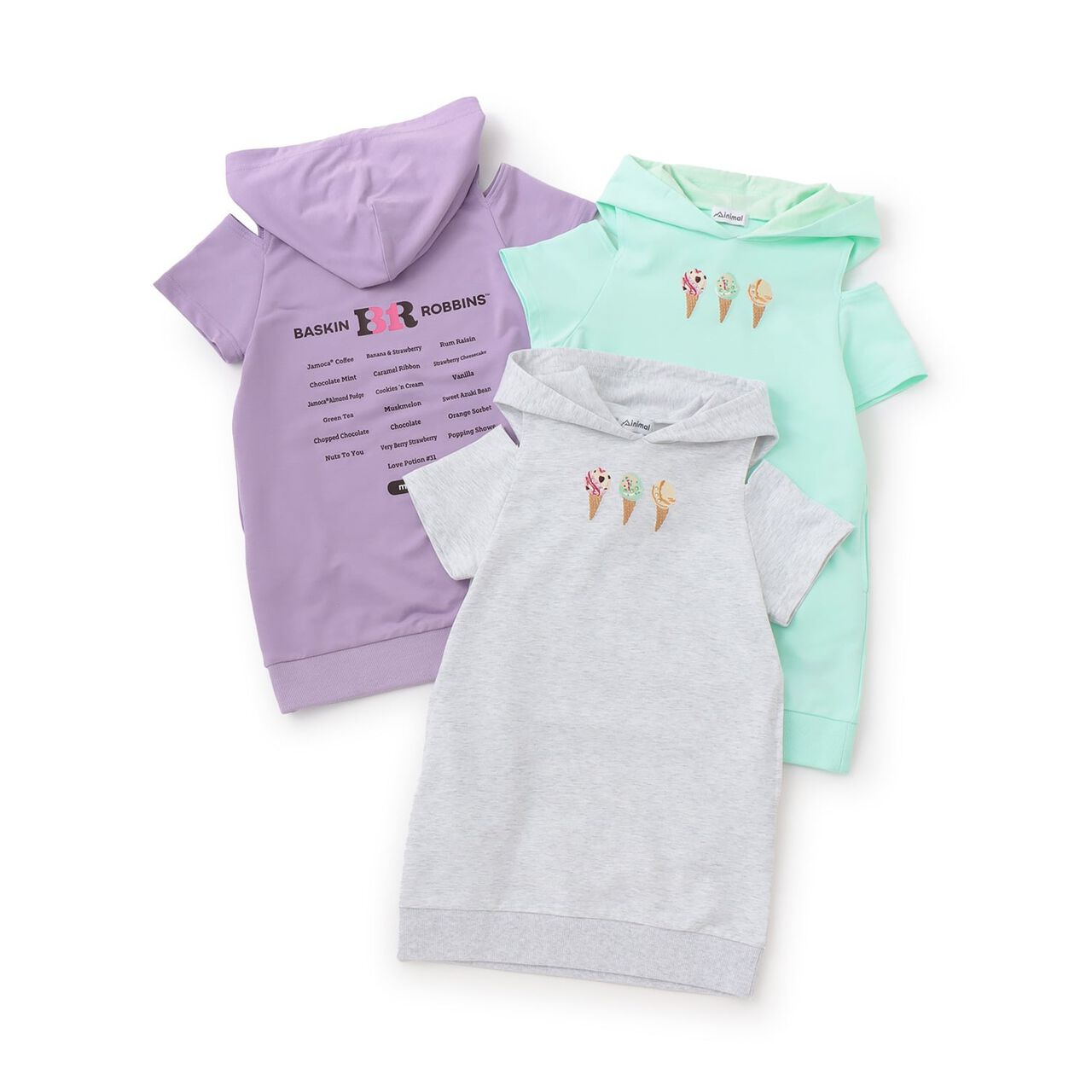 [31 Ice Cream] Cold-Shoulder Short-Sleeve Hoodie Dress,Lavender, large image number 18