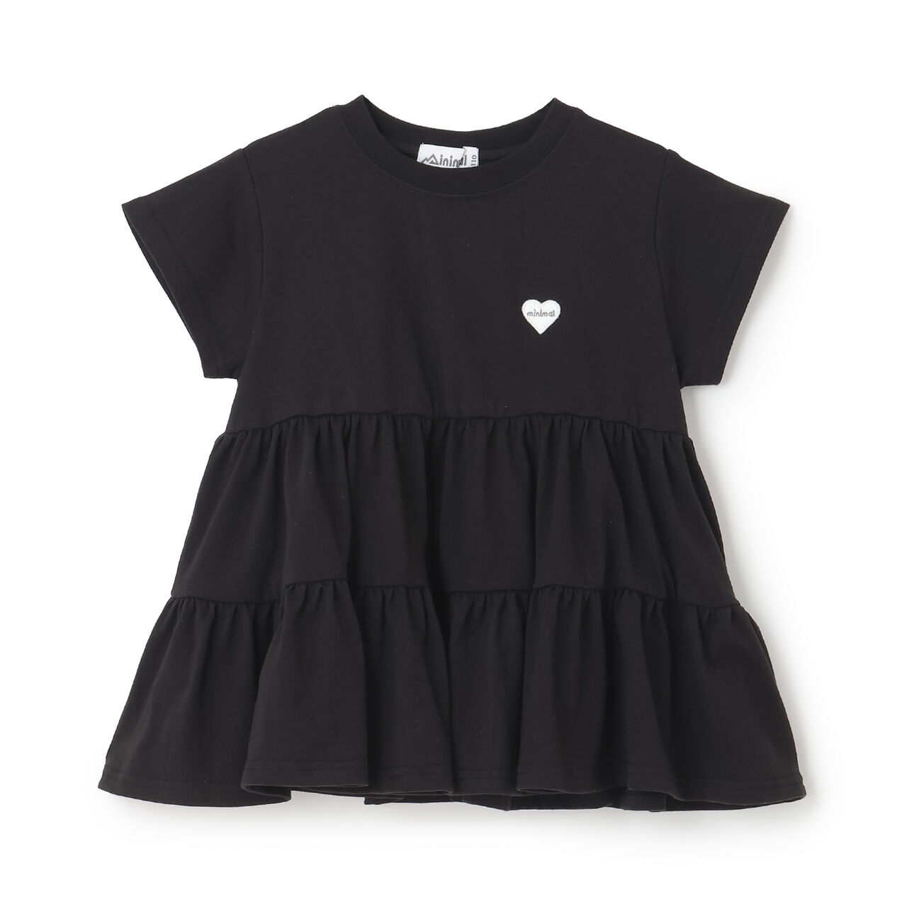 100% Cotton Short-Sleeve Tiered Tunic,Black, large image number 0