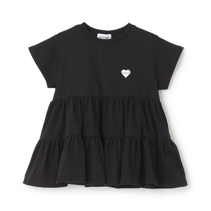 100% Cotton Short-Sleeve Tiered Tunic,Black, medium image number 0