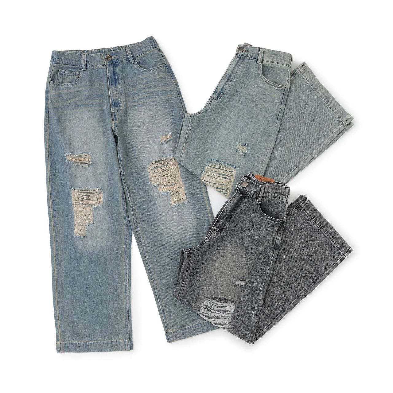 [LTXC] Distressed Denim Wide Pants,Sax blue, large image number 10