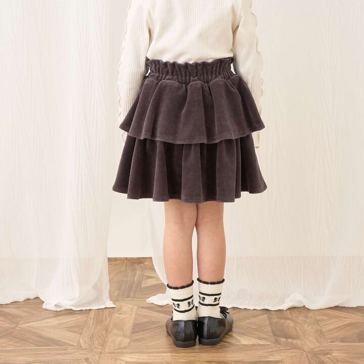 Plush Velour Coordinatable Tiered Skirt,Black, medium image number 35