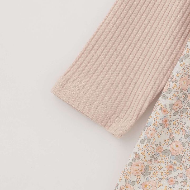 [Airy Silhouette] Floral Pattern Docked Collar Frill Tunic,Light beige, medium image number 10