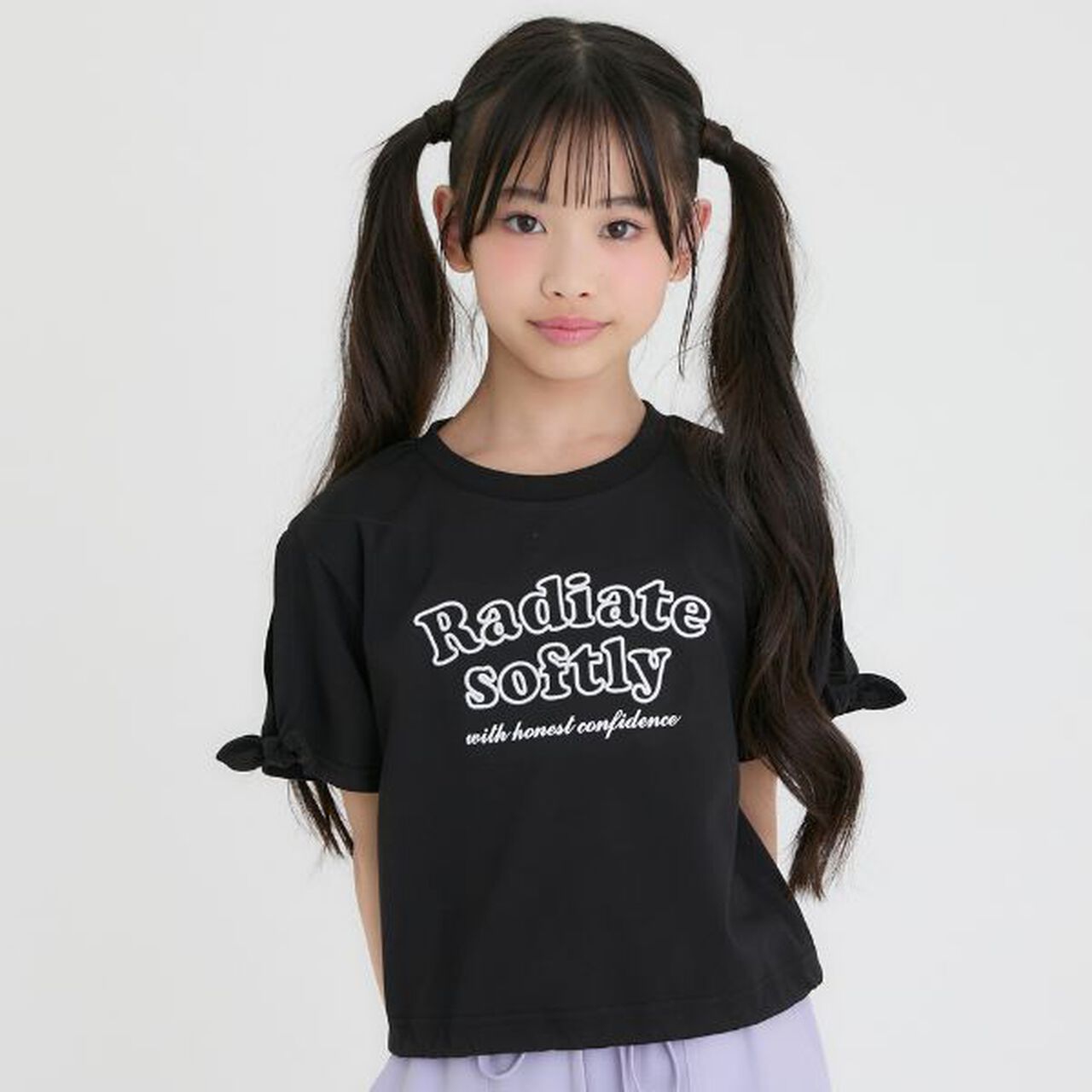 [Cool Touch] Ribbon Accent Short Sleeve T-Shirt,Black, large image number 23