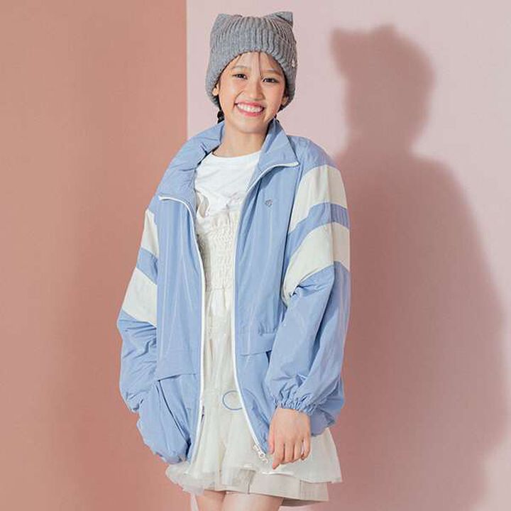 Water-Repellent Fleece-Lined Warm Color Block Track Jacket,Light beige, medium image number 2