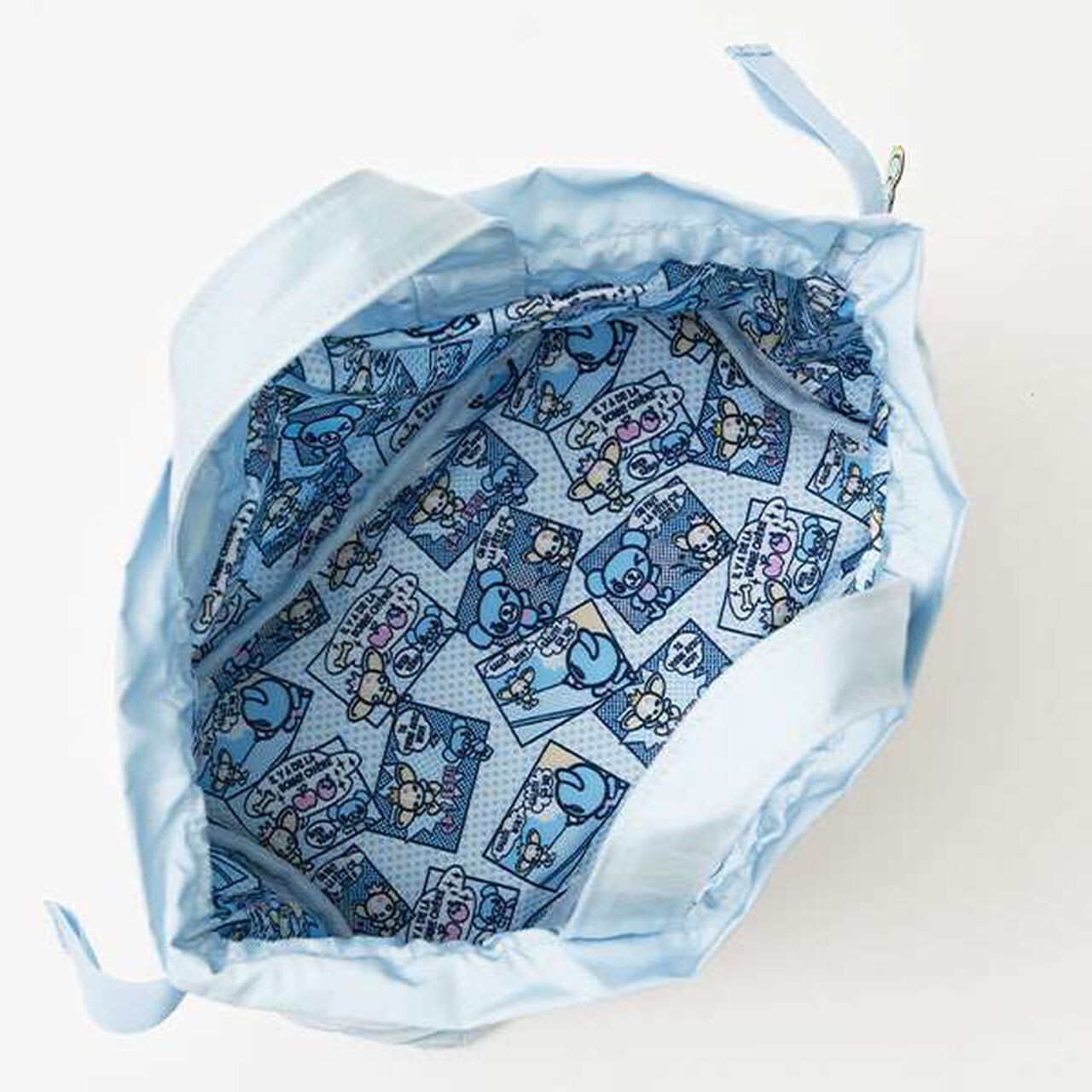 Mint-kun All-Over Pattern Embroidered Drawstring Tote,Sax blue, large image number 6