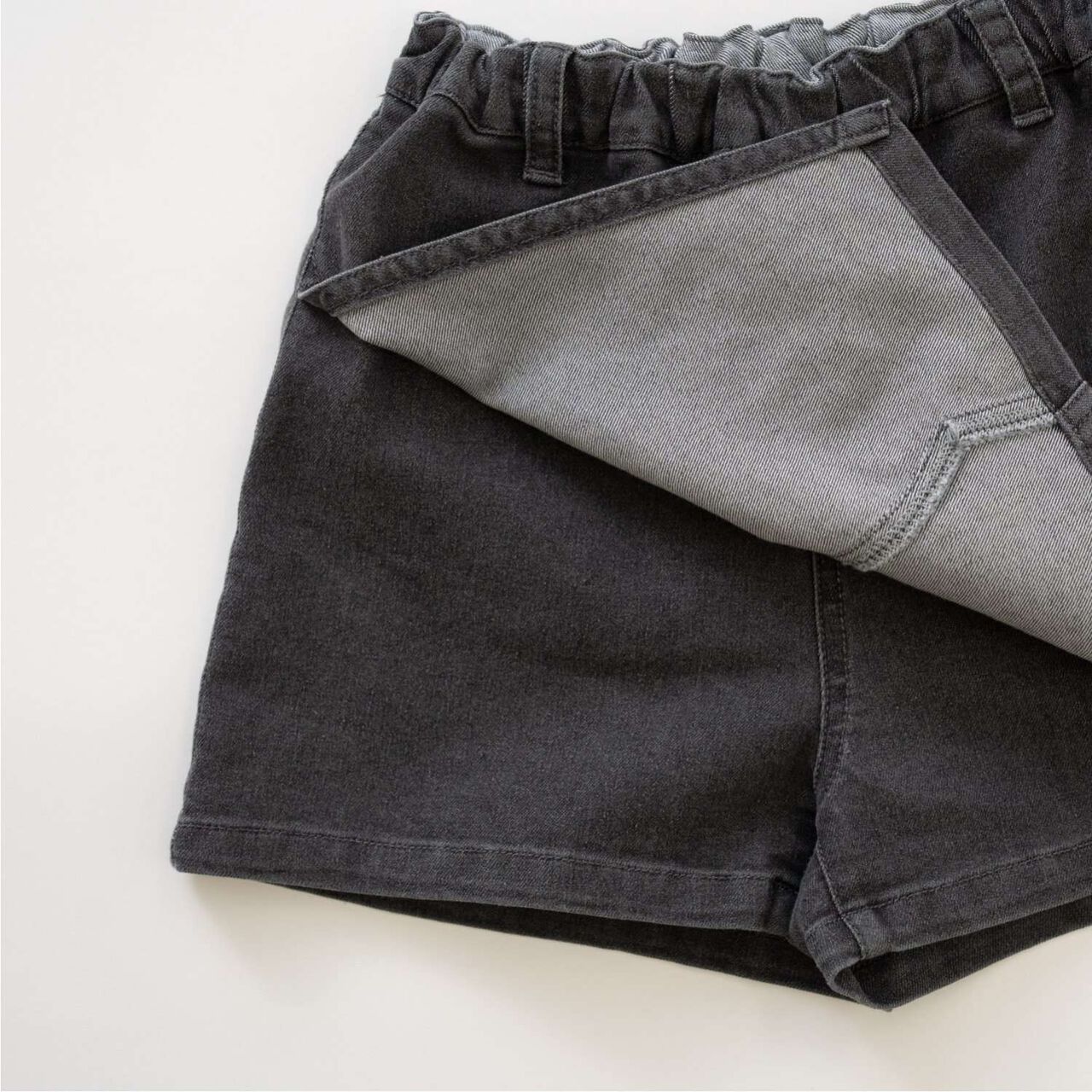 Denim Mini Wrap Skirt Pants,Charcoal gray, large image number 5