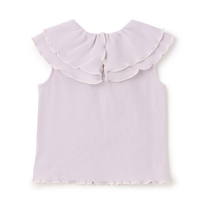 [Cool Touch/Link] Ruffle Collar T-Shirt,Coral red, medium image number 1