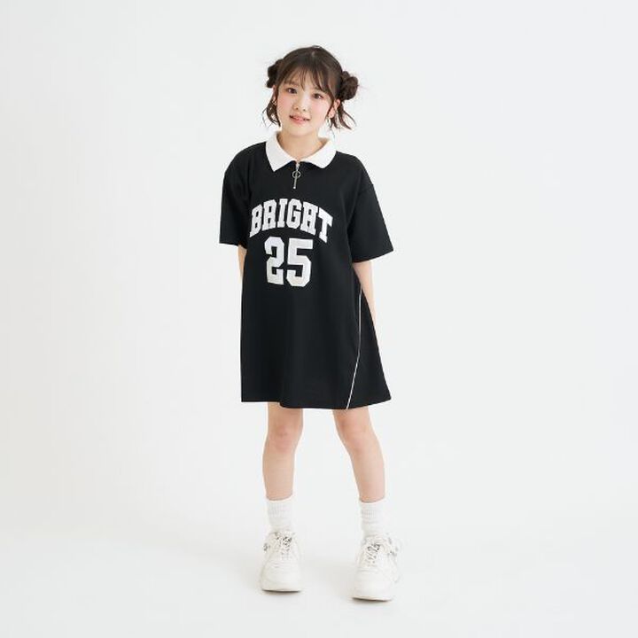 Numbered Half-Zip Ponte One-Piece Dress,Black, medium image number 10