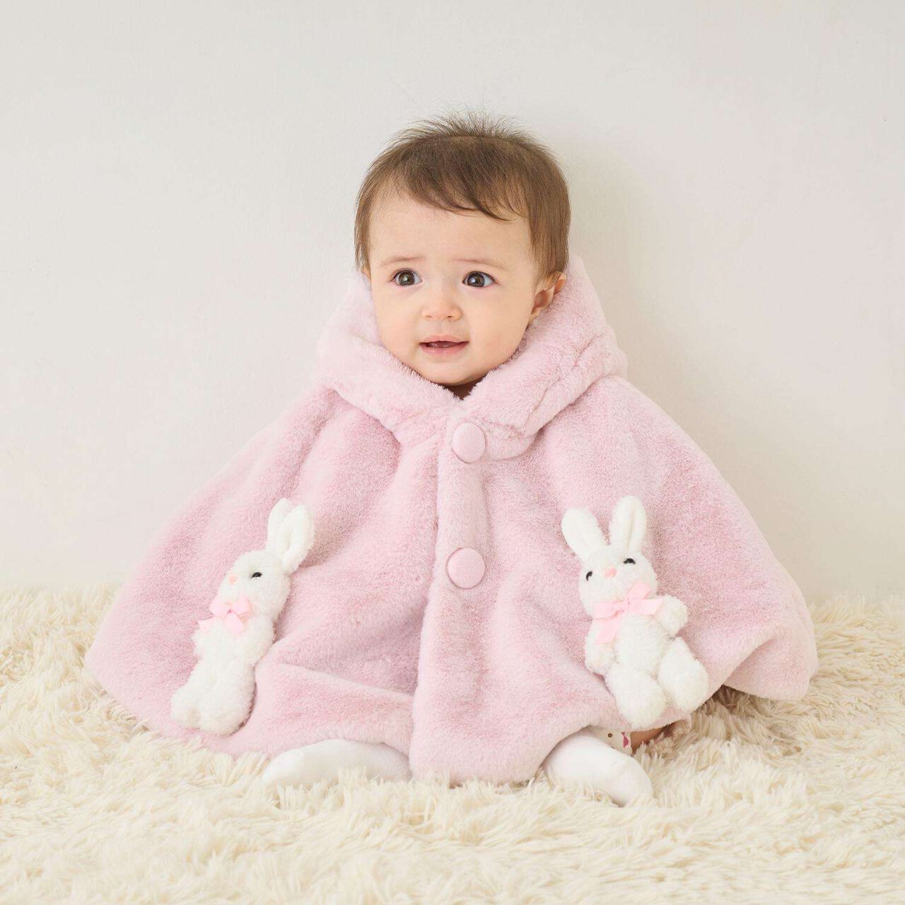 Rabbit Faux Fur Cape,Pink, large image number 0