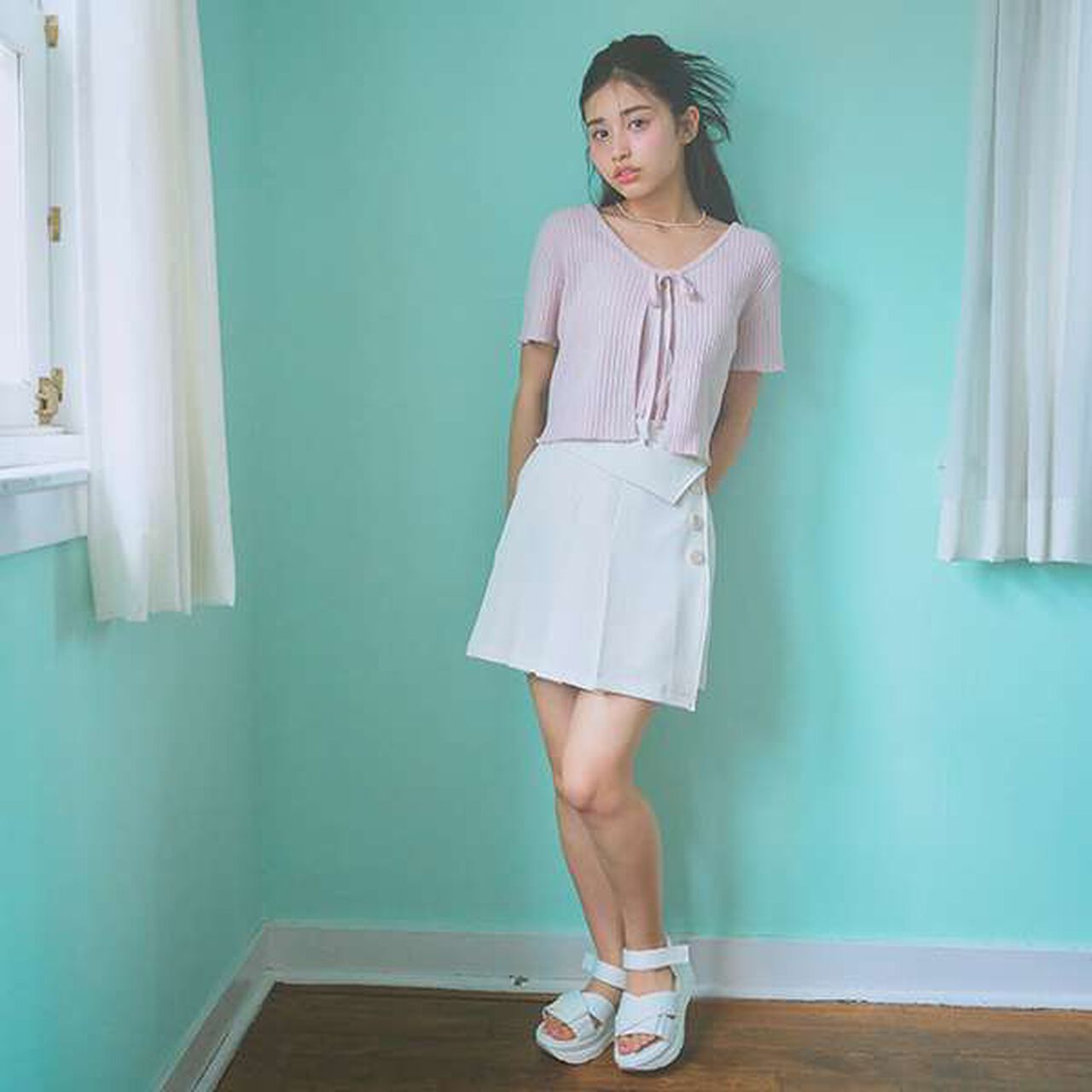 [DHOLIC] Wrap Pleated Skirt-Pants,Gray, large image number 17