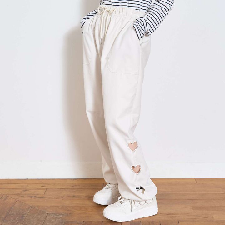 Cut-Out Motif Pants,Black, medium image number 1