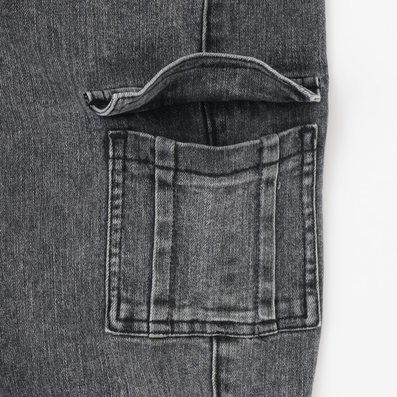 Stretch Denim Cargo Pants,Black, large image number 14