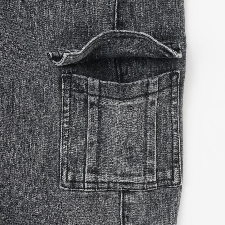 Stretch Denim Cargo Pants,Black, medium image number 14