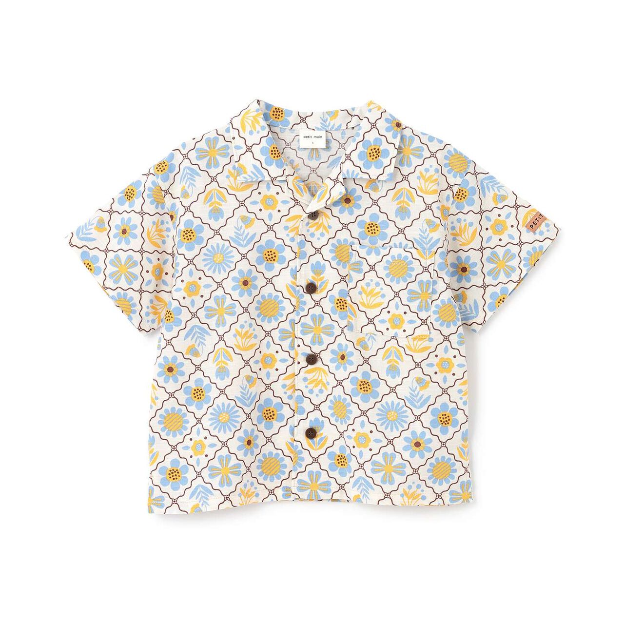[Link] Cotton Rayon All-Over Pattern Open-Collar Shirt,Multi color, large image number 10