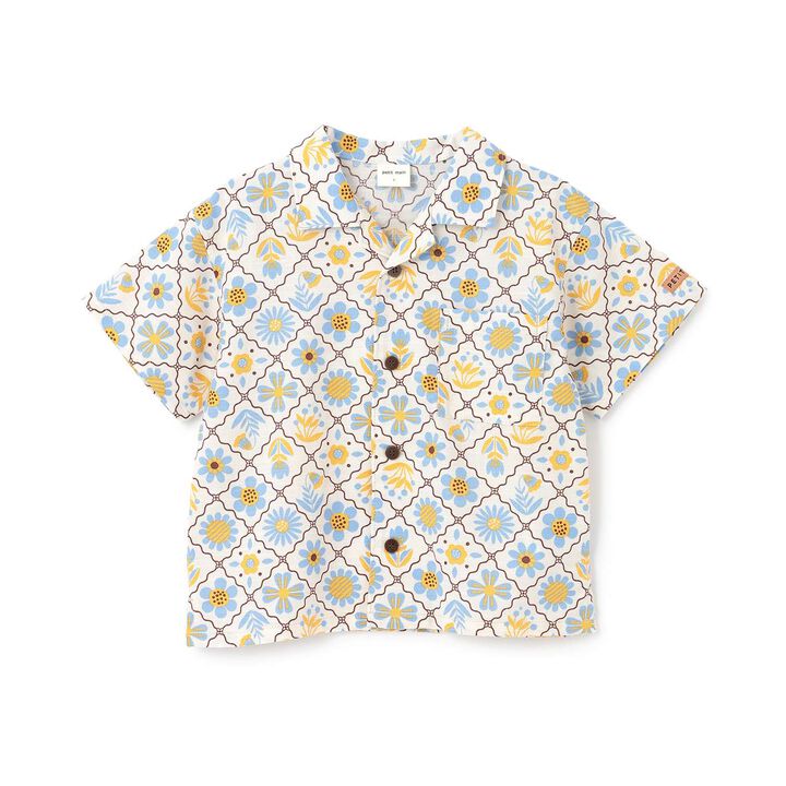 [Link] Cotton Rayon All-Over Pattern Open-Collar Shirt,Multi color, medium image number 10