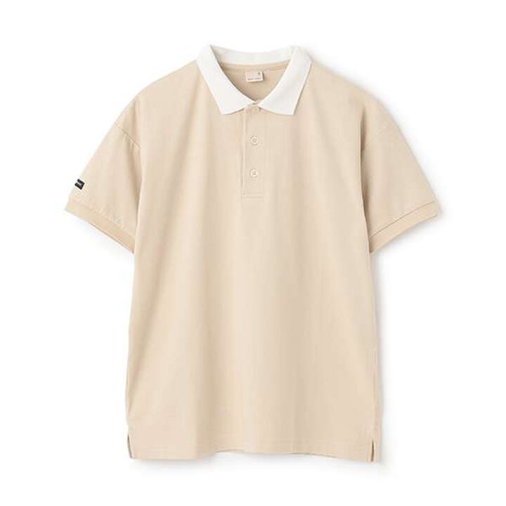 [接觸涼感] POLO領撞色T恤,淡米色, medium image number 0