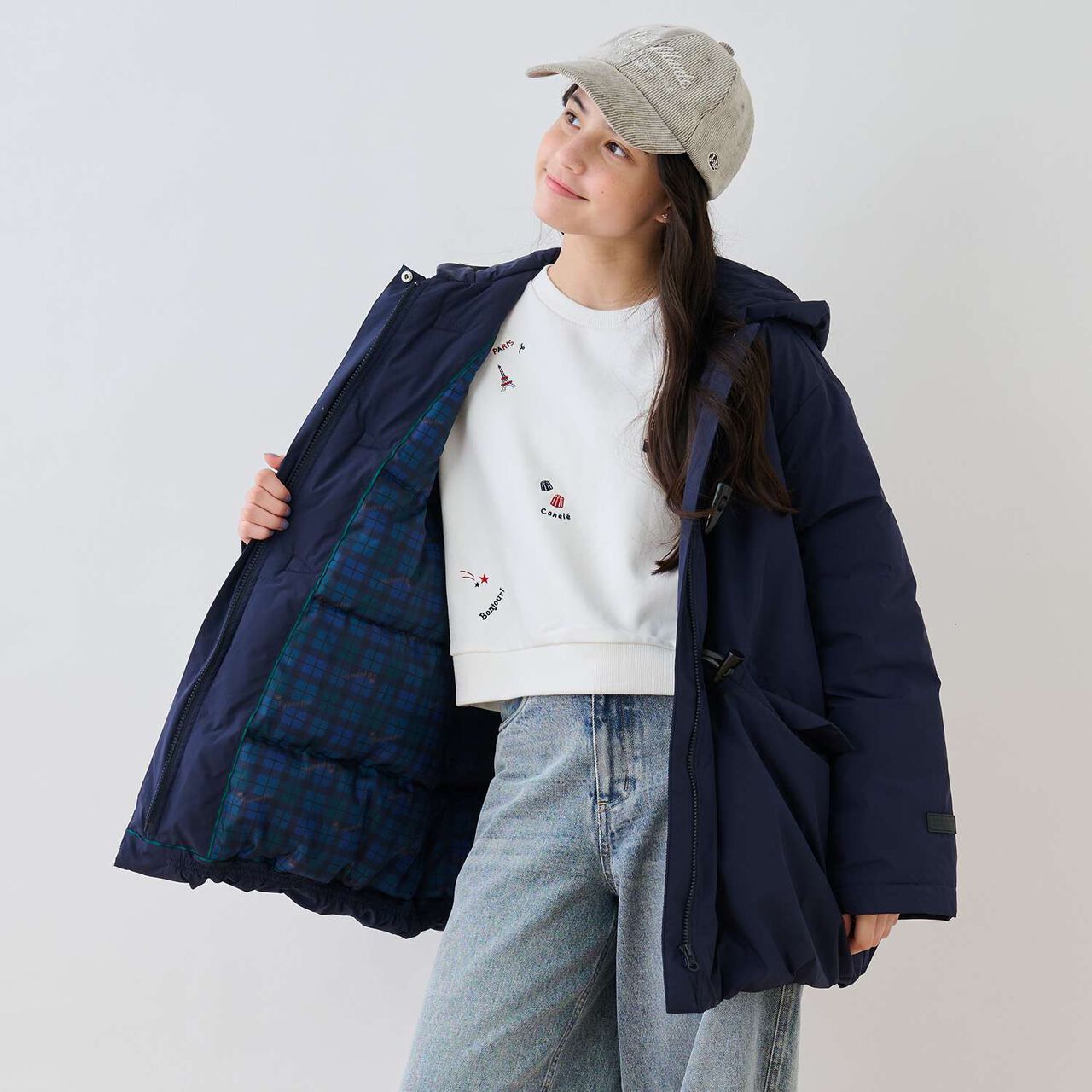 Water-Repellent Fiber Fill Duffle Coat,Off white, large image number 16